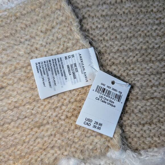 AE NWT KNIT COMFY COZY SOFT CHUNKY NEUTRAL SCARF - Picture 2 of 4
